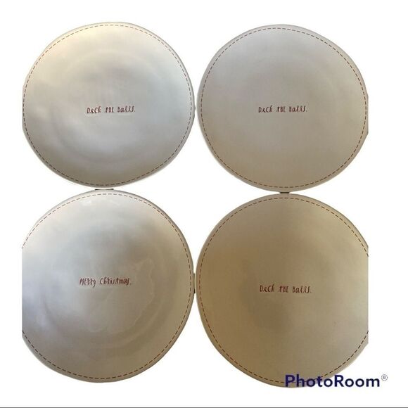 RARE Rae Dunn Christmas Holidays Stiched Dinner Plates Set of 4 Farmhouse HTF - Picture 10 of 10